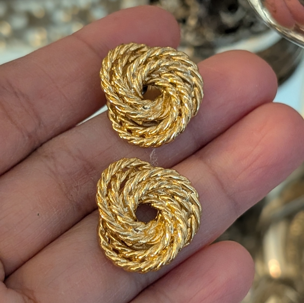 Elegant Gold-Tone Twisted Knot Earrings